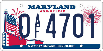 MD license plate 0AF4701