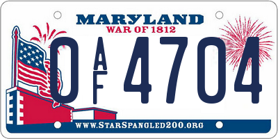 MD license plate 0AF4704