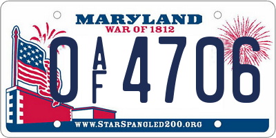 MD license plate 0AF4706