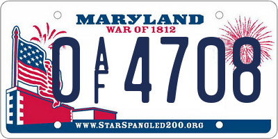 MD license plate 0AF4708