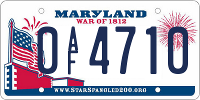 MD license plate 0AF4710