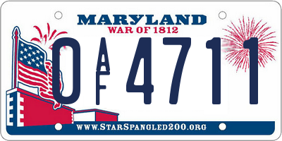 MD license plate 0AF4711