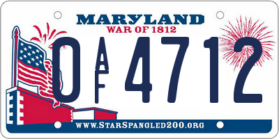 MD license plate 0AF4712