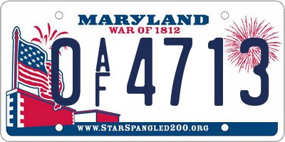 MD license plate 0AF4713