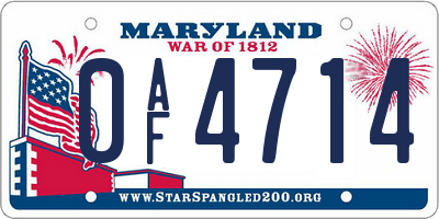 MD license plate 0AF4714