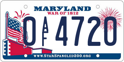 MD license plate 0AF4720