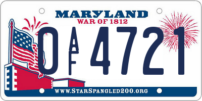 MD license plate 0AF4721