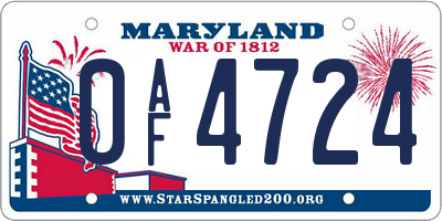 MD license plate 0AF4724