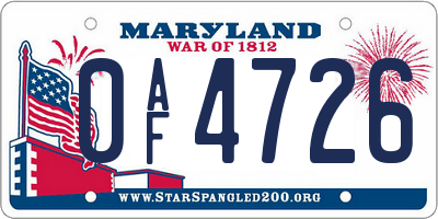 MD license plate 0AF4726