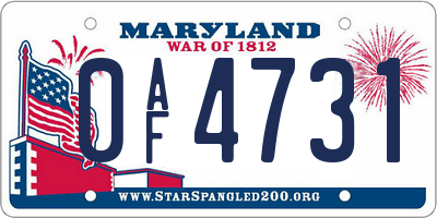 MD license plate 0AF4731