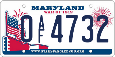 MD license plate 0AF4732