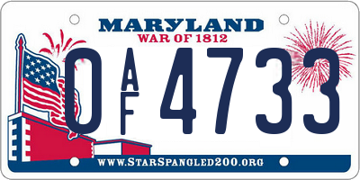MD license plate 0AF4733