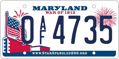 MD license plate 0AF4735