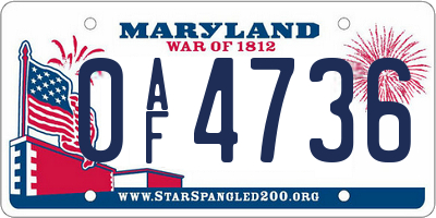 MD license plate 0AF4736