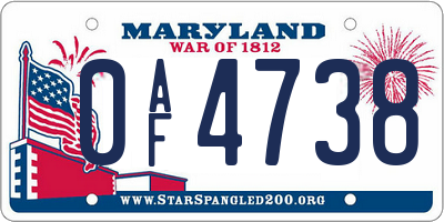 MD license plate 0AF4738