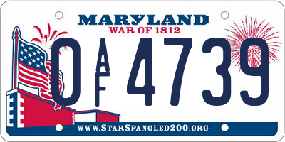 MD license plate 0AF4739