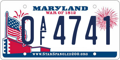 MD license plate 0AF4741