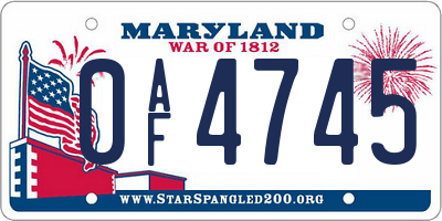 MD license plate 0AF4745