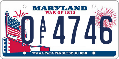 MD license plate 0AF4746