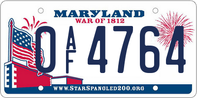 MD license plate 0AF4764