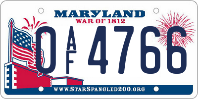 MD license plate 0AF4766