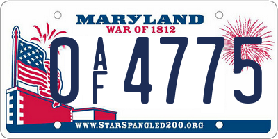 MD license plate 0AF4775