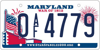 MD license plate 0AF4779