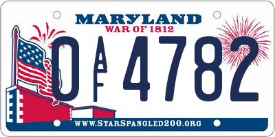 MD license plate 0AF4782