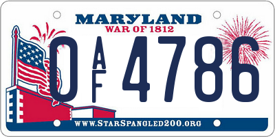 MD license plate 0AF4786