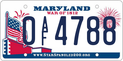 MD license plate 0AF4788