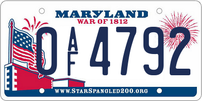 MD license plate 0AF4792