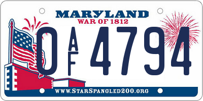 MD license plate 0AF4794
