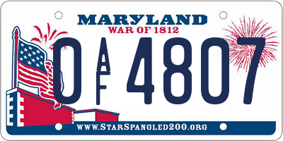 MD license plate 0AF4807