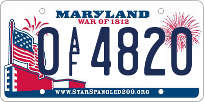 MD license plate 0AF4820