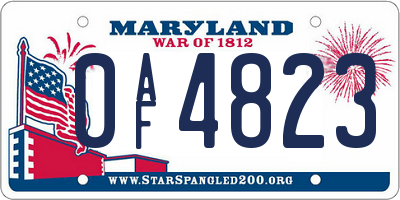 MD license plate 0AF4823