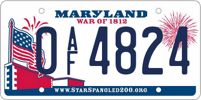 MD license plate 0AF4824