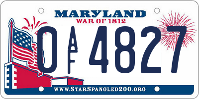 MD license plate 0AF4827