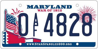 MD license plate 0AF4828