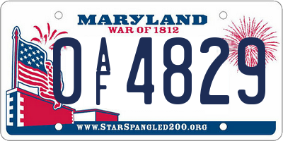 MD license plate 0AF4829