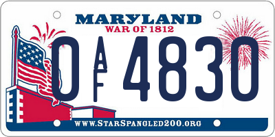 MD license plate 0AF4830