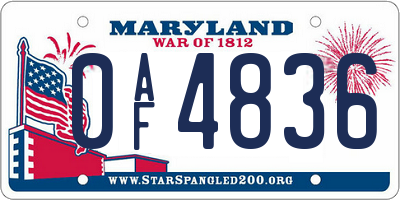 MD license plate 0AF4836
