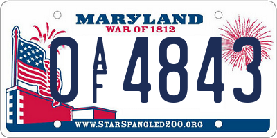 MD license plate 0AF4843
