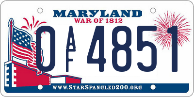 MD license plate 0AF4851