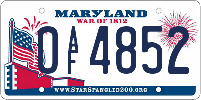 MD license plate 0AF4852