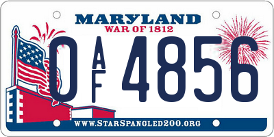 MD license plate 0AF4856
