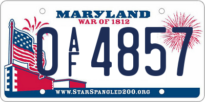 MD license plate 0AF4857