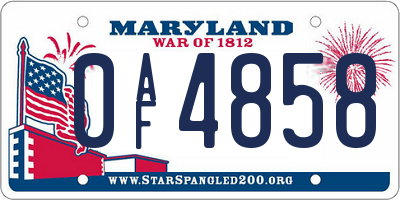 MD license plate 0AF4858