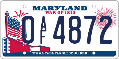 MD license plate 0AF4872