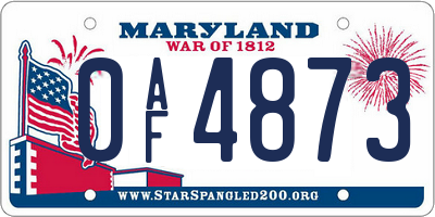 MD license plate 0AF4873
