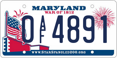 MD license plate 0AF4891